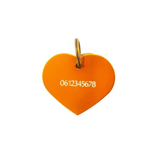 Médaille de chien coeur orange L