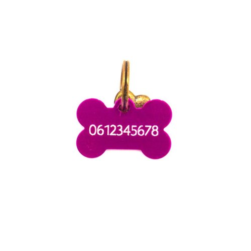 Dog tag bone pink S