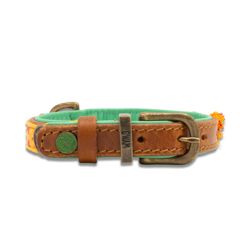 Orange Leather Boho Chica Dog Collar - Dog with a Mission