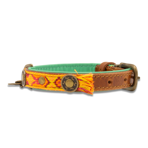 Orange Leder Boho Chica Hundehalsband - Dog with a Mission