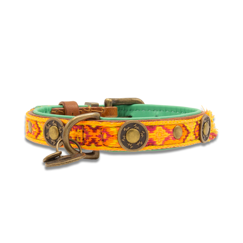 Orange Leather Boho Chica Dog Collar - Dog with a Mission