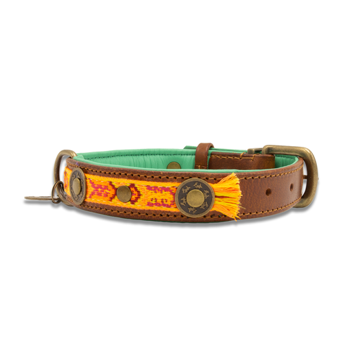 Collier pour chien en cuir orange Boho Chica - Dog with a Mission