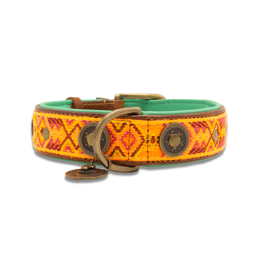 Orange Leder Boho Chica Hundehalsband - Dog with a Mission