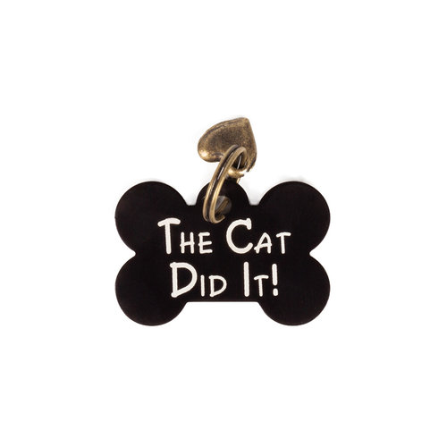 DOG TAG 'THE CAT DID IT' BONE BLACK L