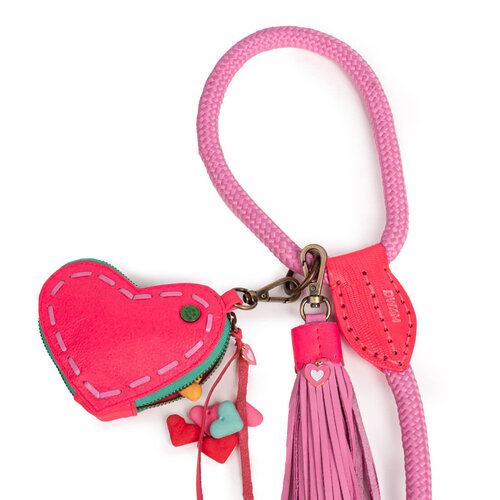 Sweety Treat Pouch - Heart-Shaped Pink Leather Snack Bag