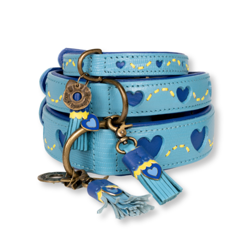 Leren Sky halsband met hartjes - Dog with a Mission Leren Sky halsband met hartjes - Dog with a Mission