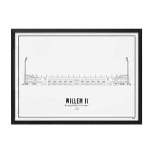 Willem II WIJCK Print Koning Willem II Stadion 30x20cm in lijst