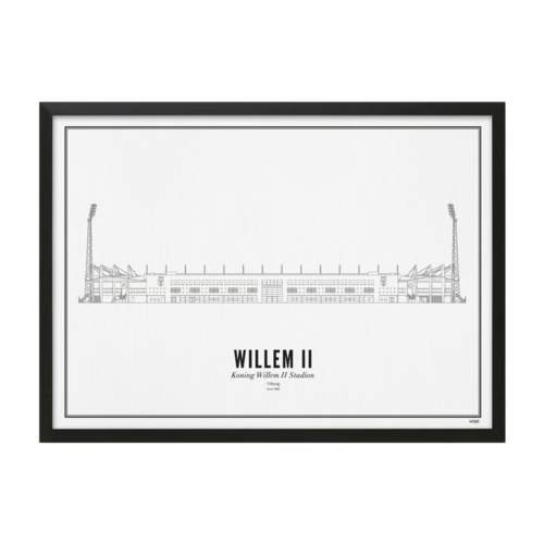 Willem II WIJCK Print Koning Willem II Stadion 30x20cm in lijst