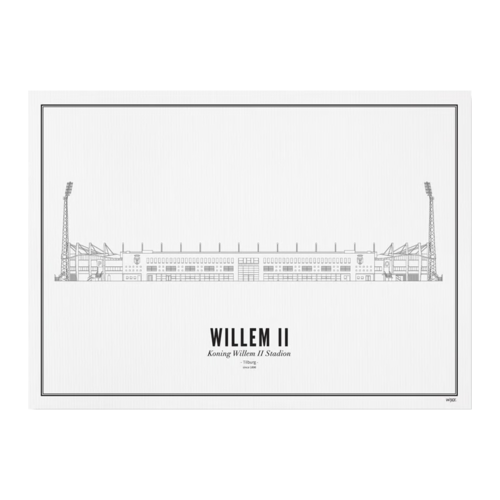 Willem II WIJCK Print Koning Willem II Stadion 30x20cm in lijst