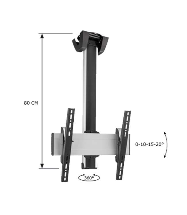Vogel's Professional SET CT 0864 TV Plafondbeugel 80 cm - 360° Draaibaar Zilver/Zwart