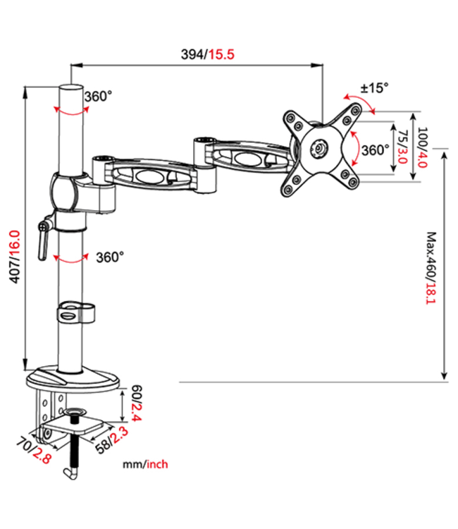 DQ Wall-Support D13 Monitorarm