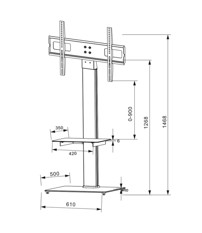DQ Wall-Support Mobile TV Stand Adrian 2 Silver
