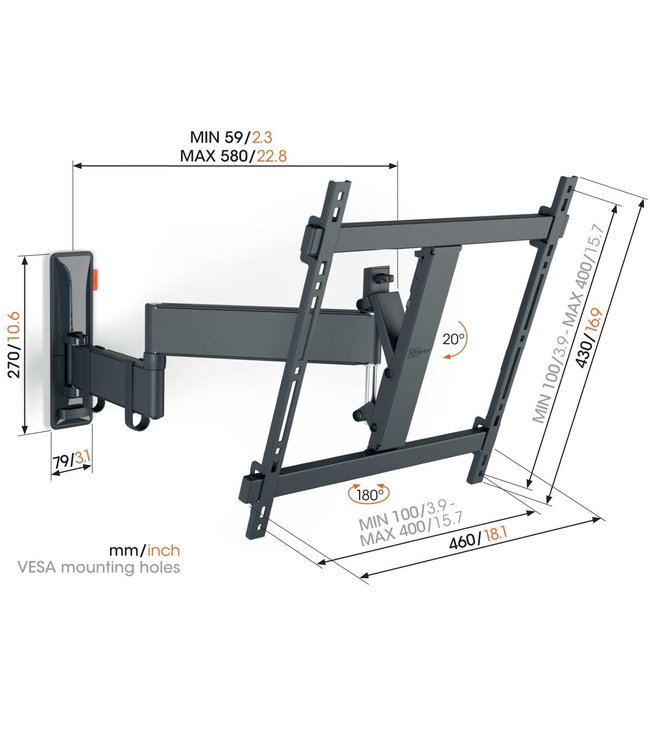 Vogel's TVM 3445 FULL MOTION+ M WALL MOUNT Black