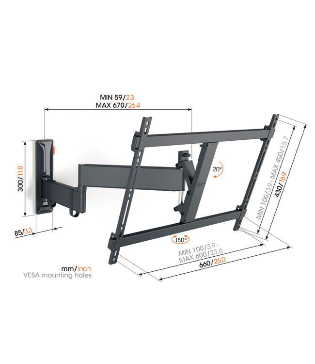 Vogel's TVM 3645 FULL MOTION+ L WALL MOUNT Black