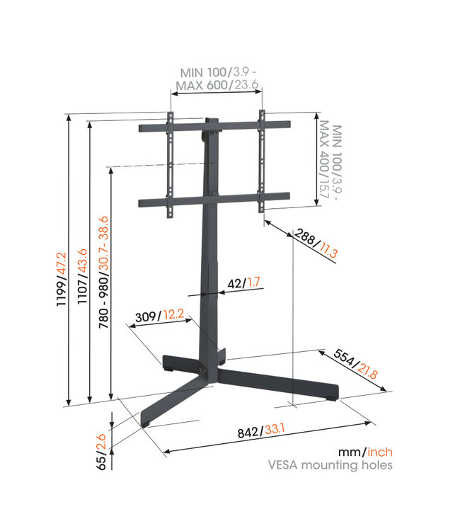 Vogel's TVS 3695 FLOORSTAND OAK & STEEL  - Copy