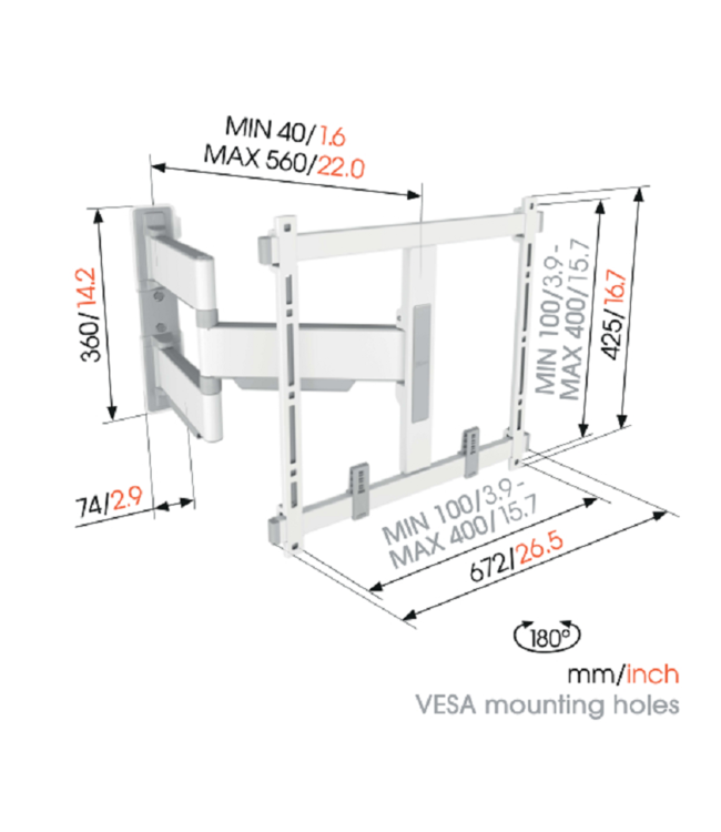 Vogel's TVM 5445 Draaibare tv-beugel 32 -65 inch wit