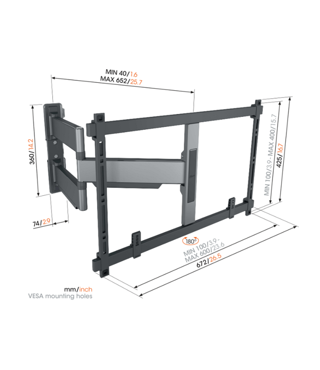 Vogel's TVM 5645 Draaibare tv-beugel 40 -77 inch platinumgrijs