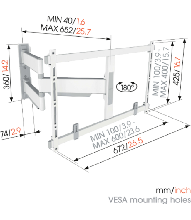 Vogel's TVM 5645 Draaibare tv-beugel 40 -77 inch wit