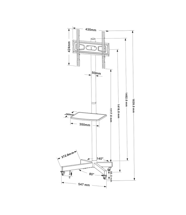 DQ Wall-Support TV stand Flora Black - Copy