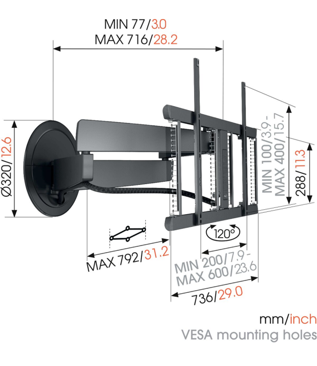 Vogel's TVM 7655 Draaibare tv-beugel (zwart)