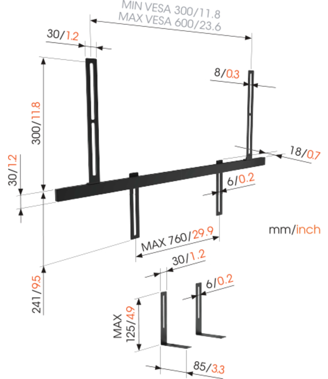 Vogel's SOUND 3550 Universal Soundbar Support