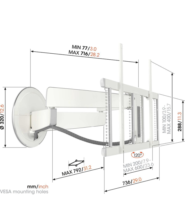 Vogel's TVM 7655 Draaibare tv-beugel (wit)