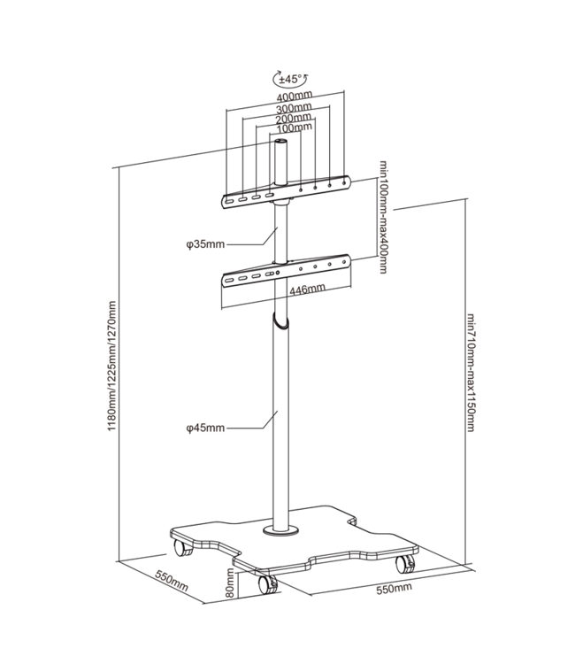 XTRARM Arius TV floorstand black - Copy - Copy