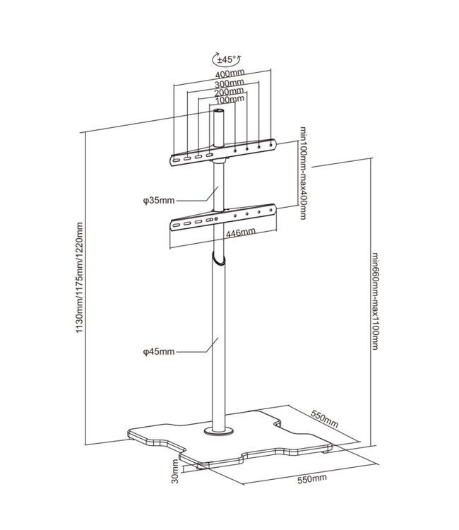 XTRARM Arius TV floorstand black - Copy - Copy