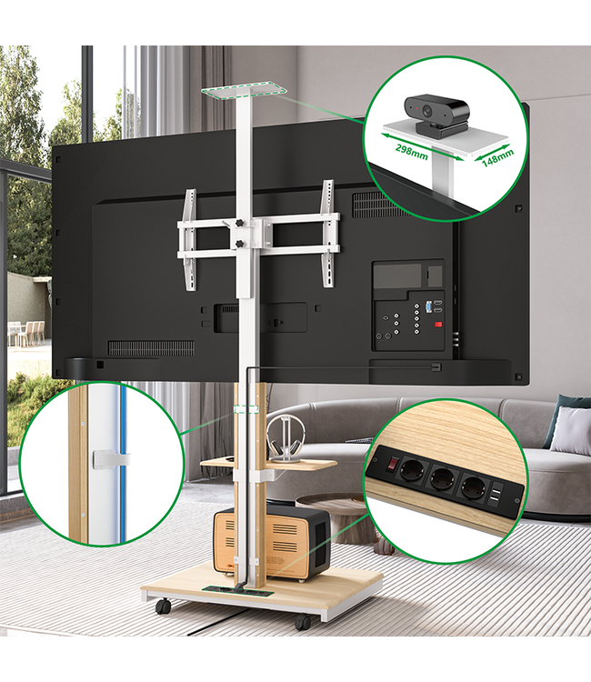 XTRARM XTRARM TV standaard Elite elektrisch wit beuken