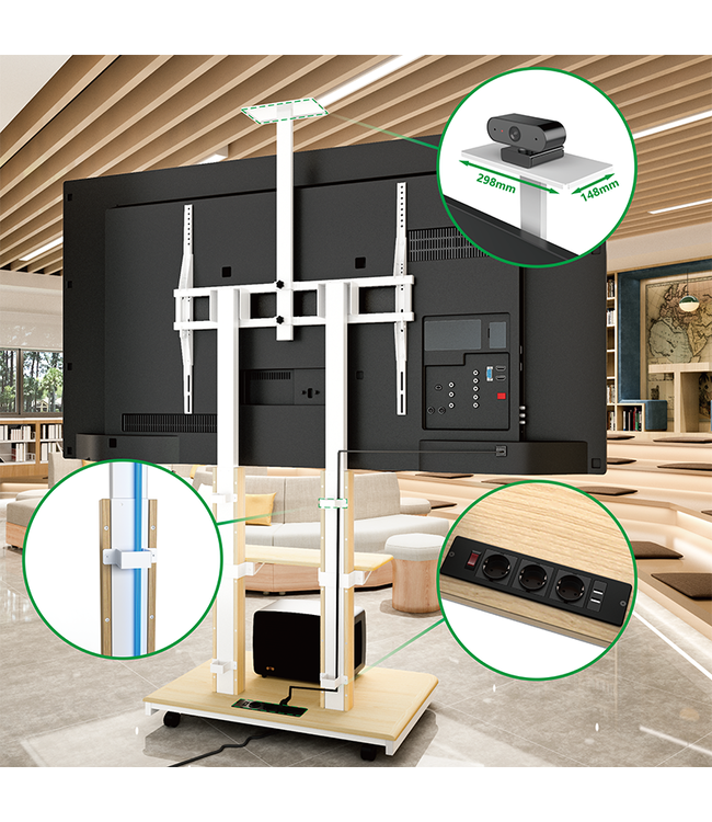 XTRARM XTRARM TV standaard Duolite elektrisch wit beuken