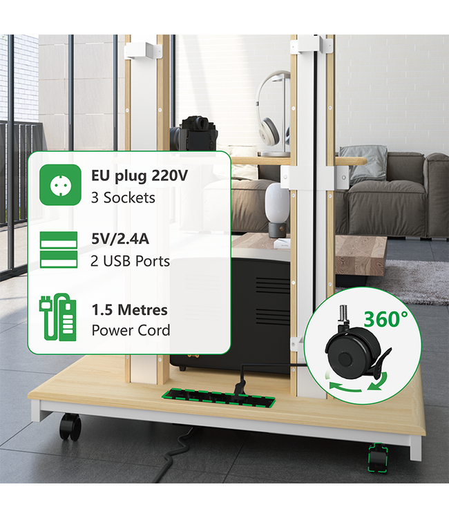 XTRARM XTRARM TV standaard Duolite elektrisch wit beuken