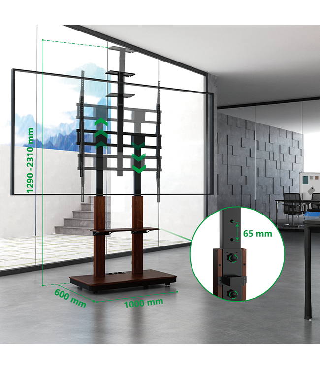 XTRARM XTRARM TV standaard Duolite manueel zwart walnoot