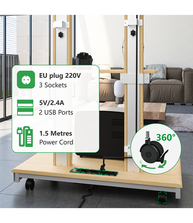 XTRARM TV standaard Duolite manueel wit/beuken