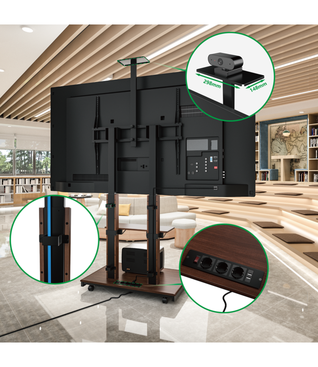 XTRARM TV standaard Duolite elektrisch zwart/walnoot