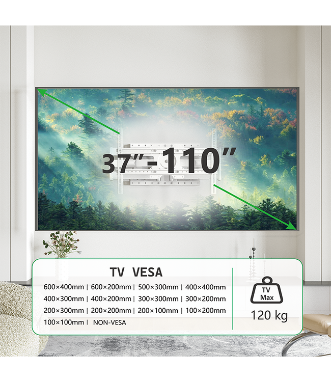 XTRARM XTRARM Cratos 80 cm double Rotate 600 TV beugel wit