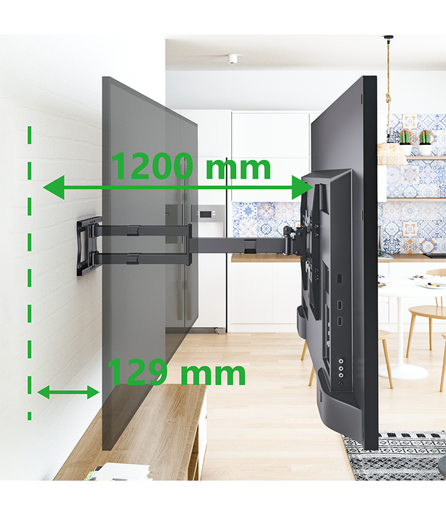 XTRARM XTRARM Cratos 120 cm double Rotate 600 TV beugel zwart