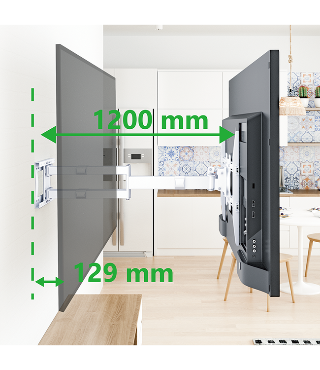 XTRARM Cratos 120 cm double Rotate VESA 600 TV beugel wit