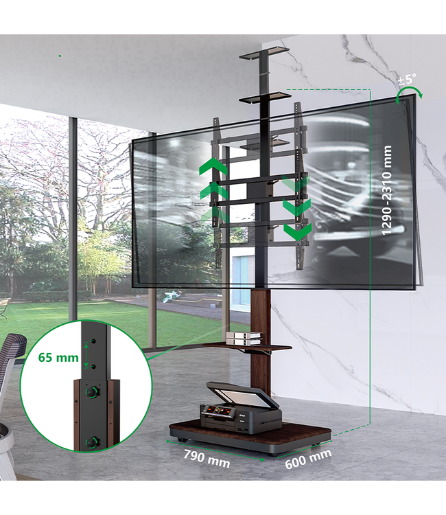 XTRARM TV standaard Elite manueel zwart/walnoot