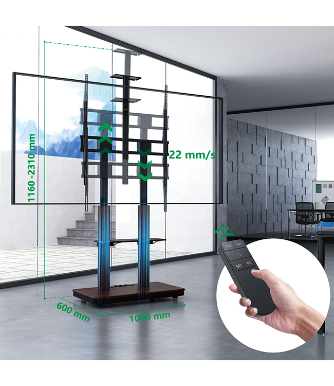 XTRARM TV standaard Duolite elektrisch zwart/walnoot