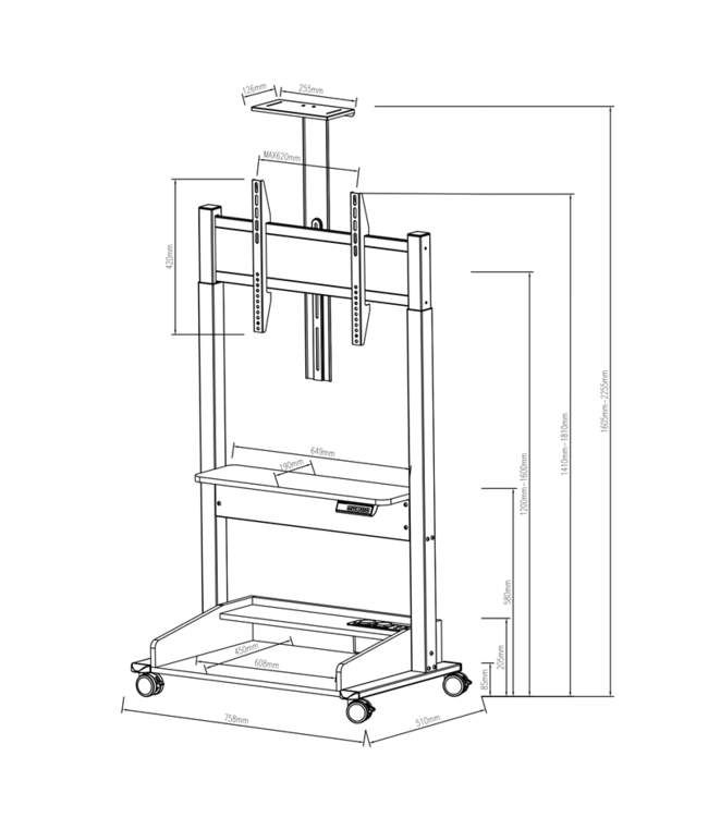 DQ Wall-Support CT-FT TV Floorstand Black - Copy