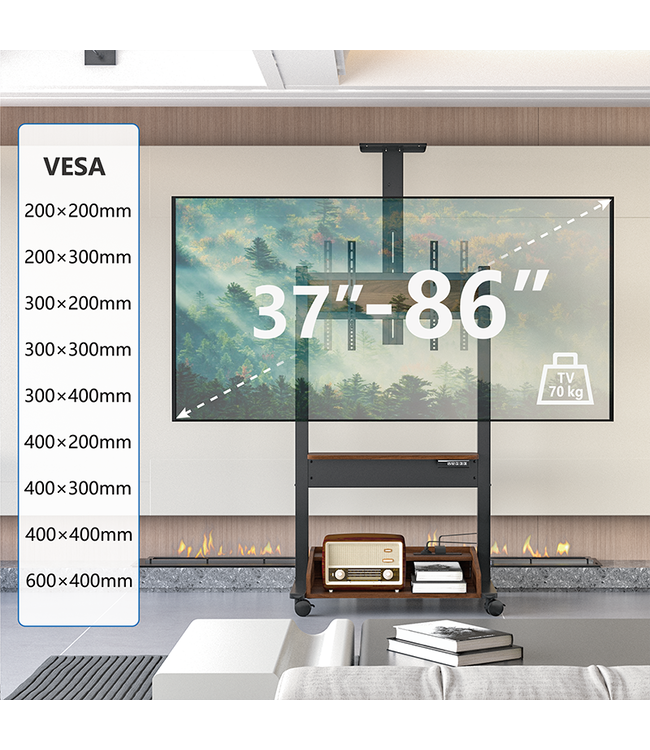 DQ Wall-Support CT-FT TV Floorstand Black - Copy - Copy - Copy