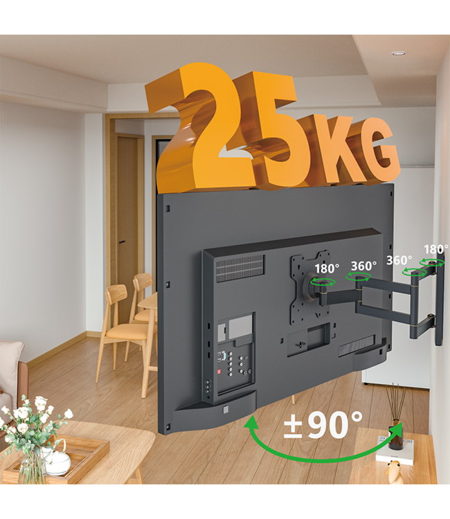 XTRARM Axis XL 70 cm Draai- en Kantelbare TV Beugel zwart