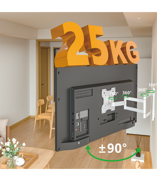 XTRARM Axis XL 70 cm Draai- en Kantelbare TV beugel wit