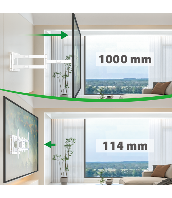 XTRARM Crius 100 cm Rotate VESA 600 TV Beugel wit
