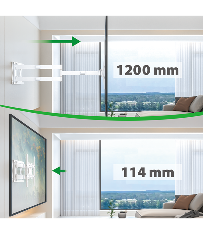 XTRARM XTRARM Ferrom 120 cm Rotate 400 TV beugel wit