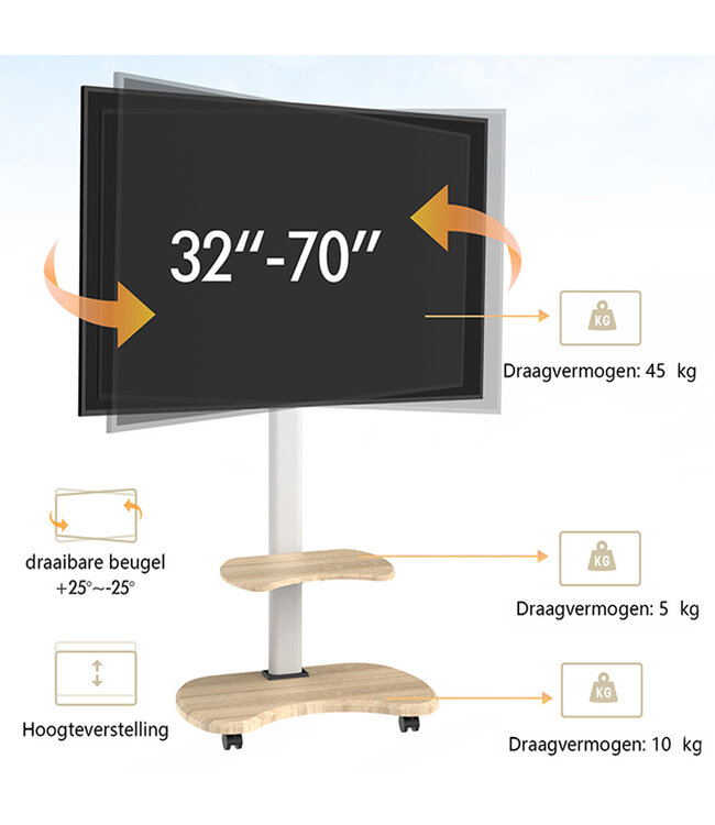 XTRARM TV standaard Stellar wit eiken