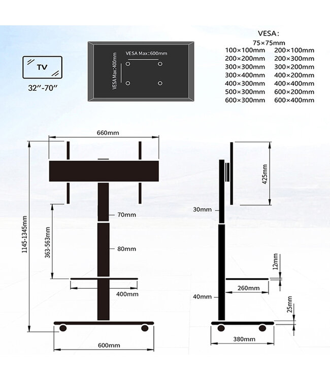 XTRARM TV stand Flora Black - Copy - Copy