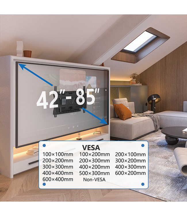 DQ Wall-Support Hercules Flex 2.0 VESA 600 100 cm TV beugel zwart