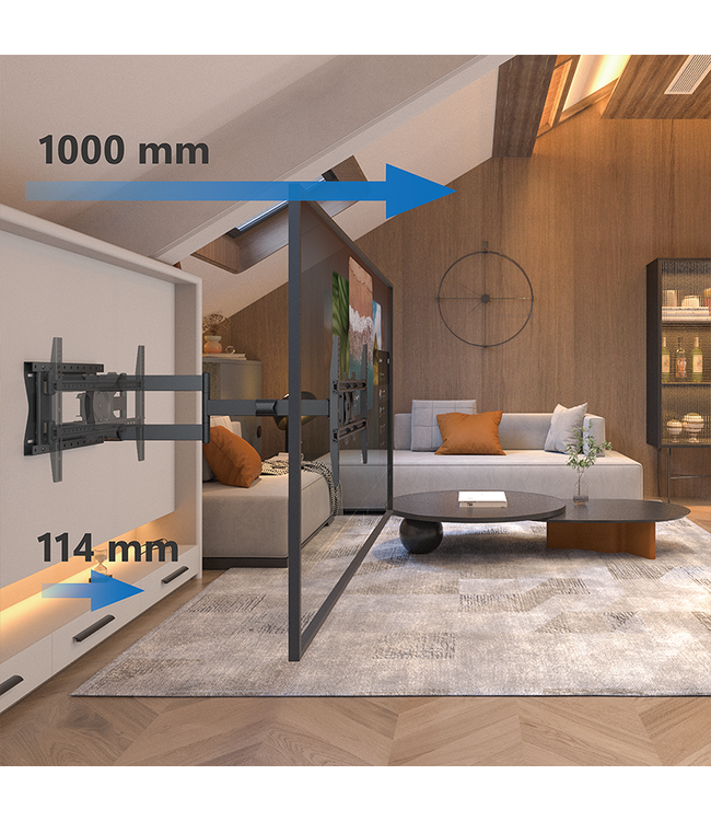 DQ Wall-Support Hercules Flex 2.0 VESA 600 100 cm TV beugel zwart