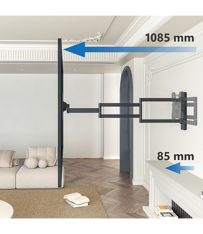 DQ Wall-Support Rotate XL 98,5 cm Black TV Wall Bracket